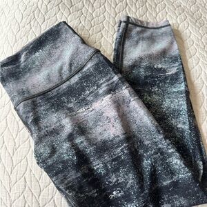 lululemon athletica Black Leggings with Pink and Teal Speckle Print